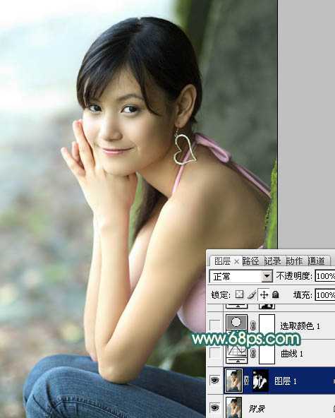 Photoshop为写真人物图片调制出柔美的青红色效果