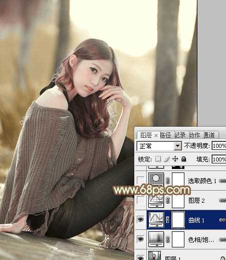 Photoshop为清纯美女图片调制出干净的秋季黄褐色效果