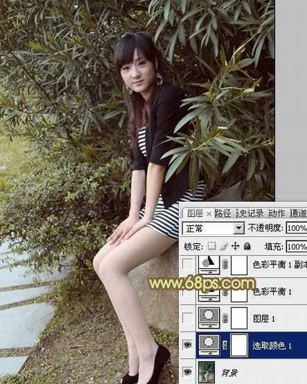 Photoshop为树林美女加上柔和的古典褐色调效果教程