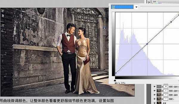 Photoshop为偏暗的古建筑婚片打造强质感的冷色调