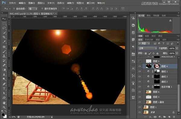 Photoshop调出湖边婚纱照调制出日落夕阳景色