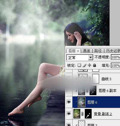 Photoshop将春季人物图片打造出唯美的古典暗绿色效果教程