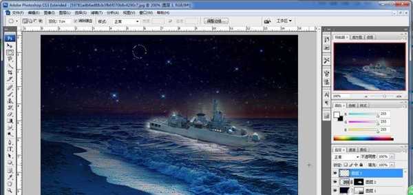 PS怎么合成一幅星空下的军舰?