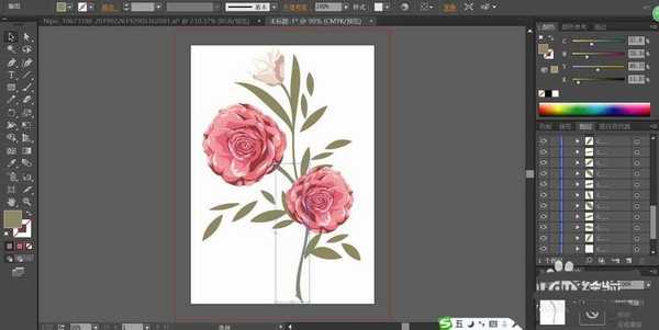 ai怎么绘制一株水彩画效果的月季? ai画月季的教程