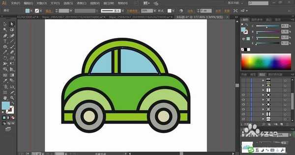 ai怎么绘制漂亮的微型车? ai绿色小汽车的绘制方法