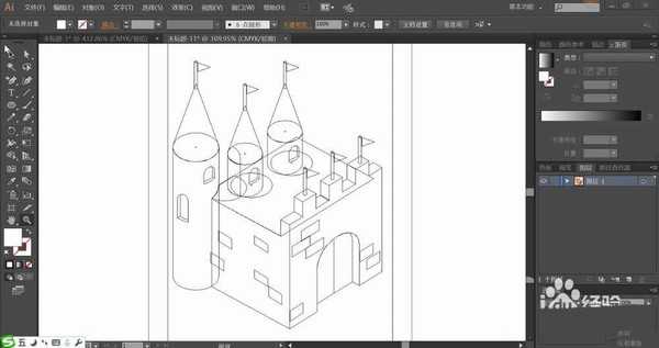 ai怎么设计一幅城堡矢量插画?