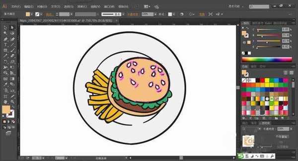 ai怎么设计快餐标志 ai薯条汉堡矢量图的画法