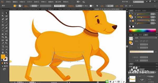 ai怎么设计牵狗散步的插画? ai遛狗矢量图的画法