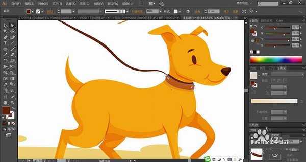 ai怎么设计牵狗散步的插画? ai遛狗矢量图的画法